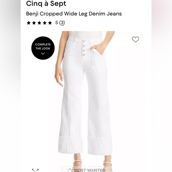 NWT Cinq à Sept White Wide-Leg Jeans - Picture 10 of 12